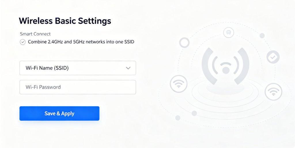 Smart Connect Setup: Combine 2.4GHz and 5GHz Wi-Fi Bands for Seamless Single SSID Wi-Fi4